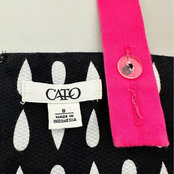Cato Womens Halter Top Dress Size 8 Black White Pink Raindrops Adjustable Strap - Picture 5 of 8
